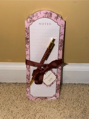 Laura Ashley Pink Floral Notepad with Brown Polka Dot Pen